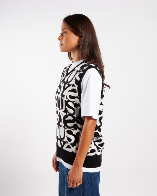 Stussy Stacked Sweater Vest (Dark Navy) S