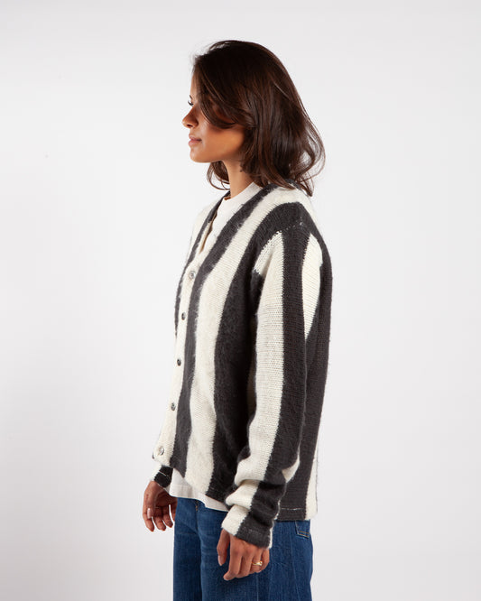 Stüssy Stripe Brushed Cardigan Natural