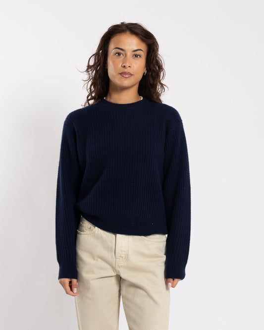 Stüssy Waffle Cashmere Sweater Deep Navy