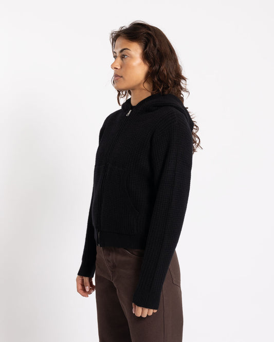 Stüssy Waffle Cashmere Zip Hood Black