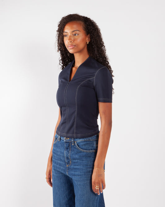 Wood Wood Martina Sporty Tailored Top Navy