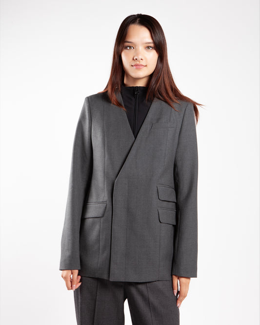 Wood Wood Sasha Trompel'oeil Blazer Grey