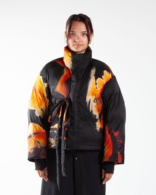 Y-3 AOP Puffer Jacket Black/Orange