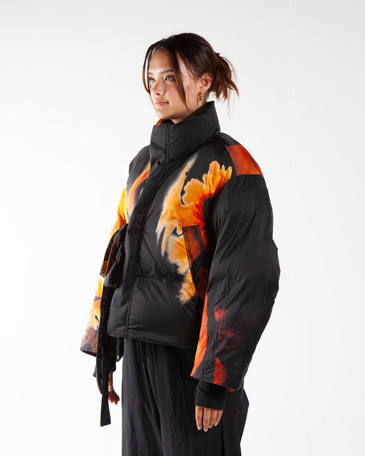 Y-3 AOP Puffer Jacket Black/Orange