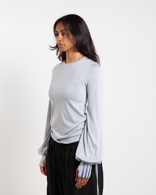 Y-3 Cnch Drape LS Tee Light Grey