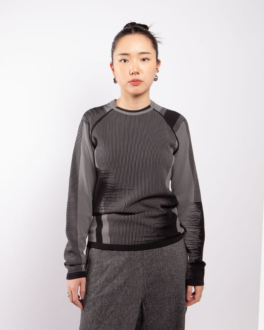Y-3 Engineered Knit Sweater Black/Vista Grey
