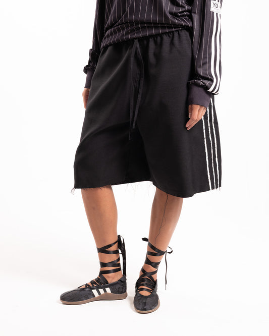 Y-3 Sports Uniform Raw Cut 3 Stripes Shorts Black