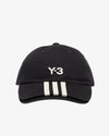 Y-3 Stripes Cap Black White