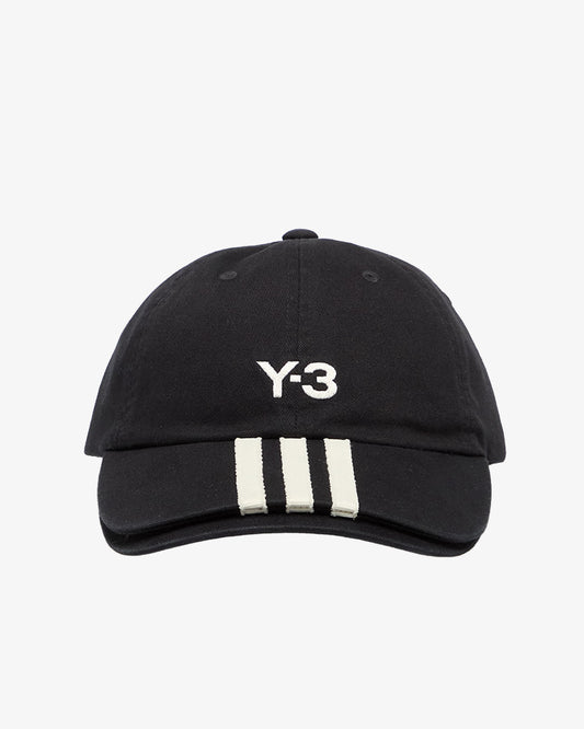 Y-3 Stripes Cap Black White
