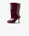 shiny red high boot heel 