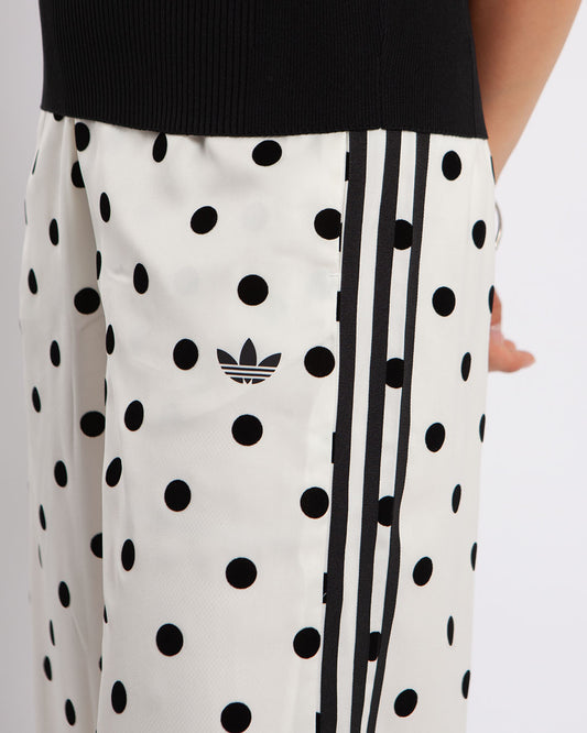 adidas Satin Polka Dots Wide Leg Track Pants Off White