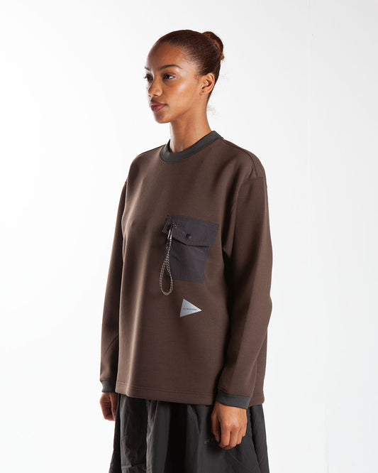 and wander Airy Warm Pullover Dark Brown