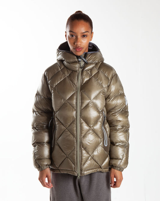 and wander Diamond Stitch Down Hoodie 2 Light Khaki