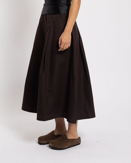 and wander High Count Cloth Skirt Dark Brown