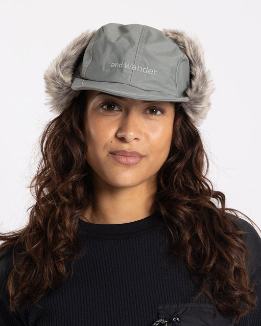 and wander Rainproof Ear Flap Cap Light Grey