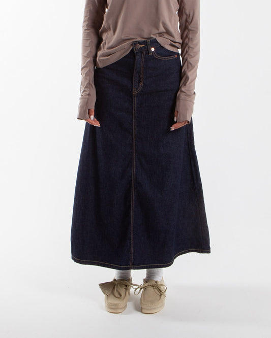 Beams Boy O Denim 5 Pocket Maxi Skirt Blue Indigo
