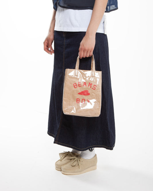 Beams Boy O. BB Logo Shop Bag Beige