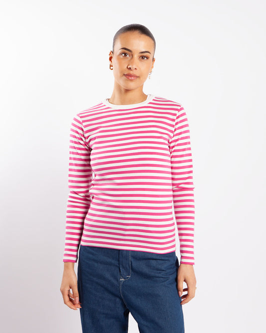 Beams Boy O. Striped Long Sleeve T-Shirt Pink