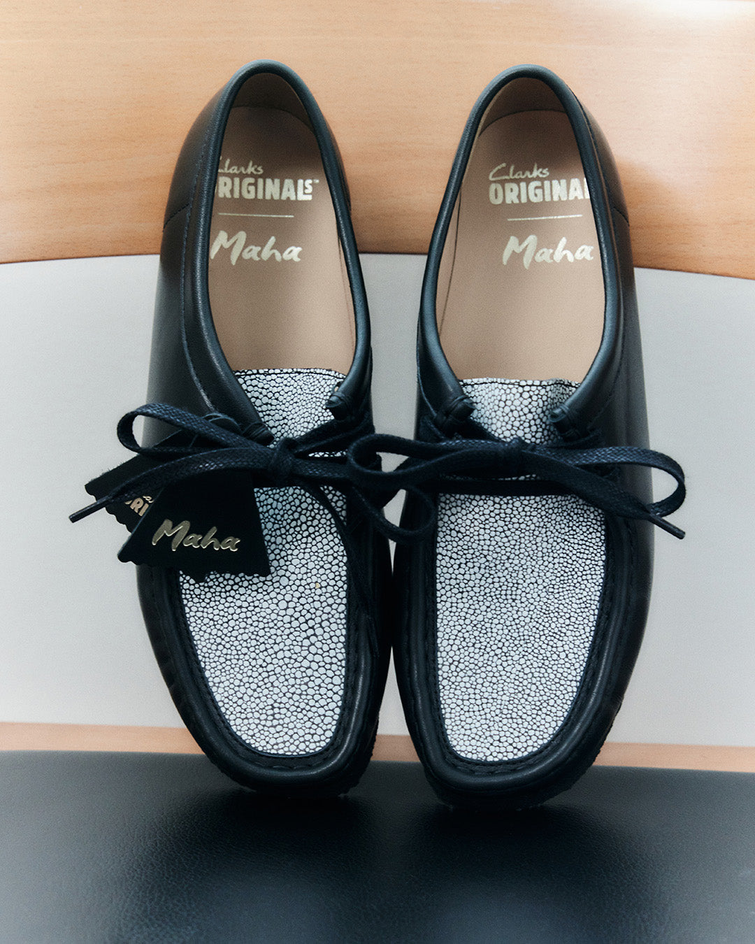 Clarks Originals x Maha Amsterdam Wallabee Black White Combi