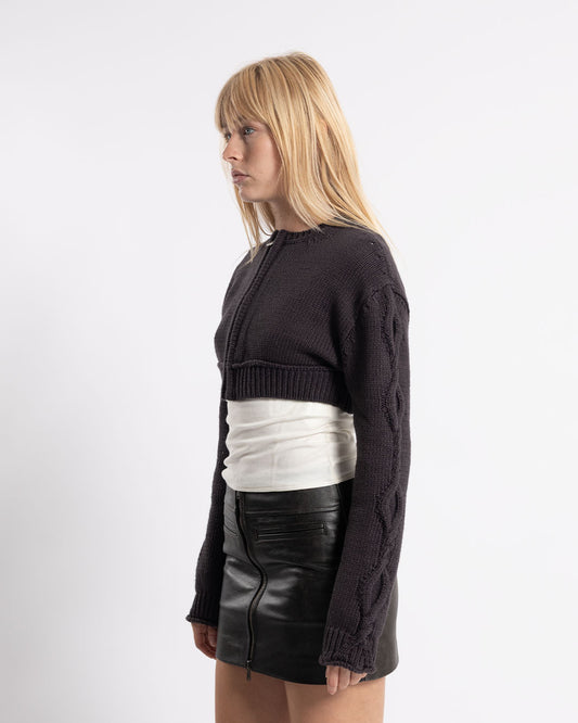 COOR Crop Zip-Up Cardigan Charcoal Grey