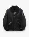 COOR Linking Binding Fake Shearling Half Coat Black