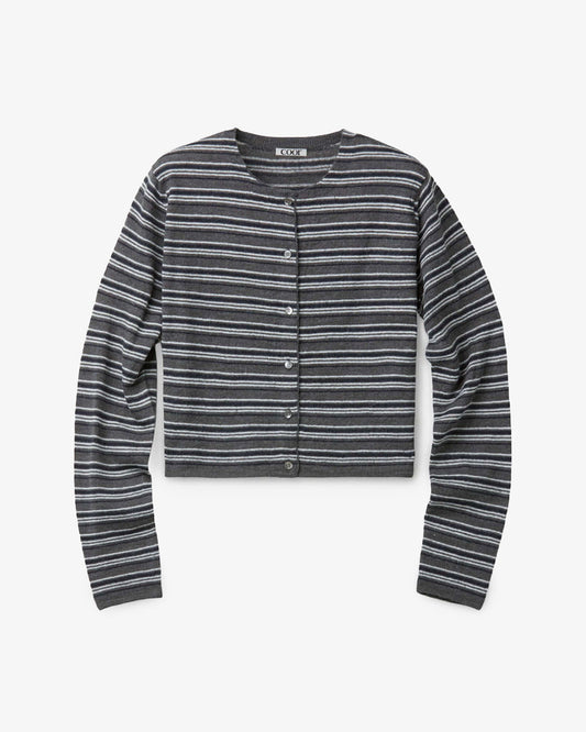 COOR Multi Stripe Crop Cardigan Charcoal
