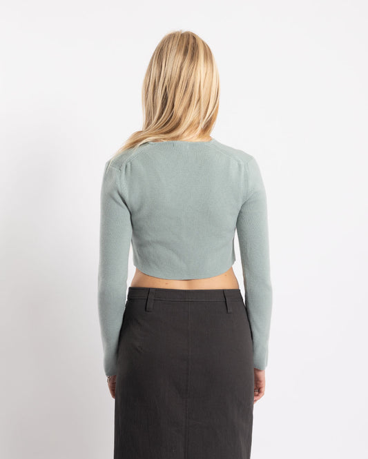 COOR Wool Hook Fitted Cardigan Dusty Mint