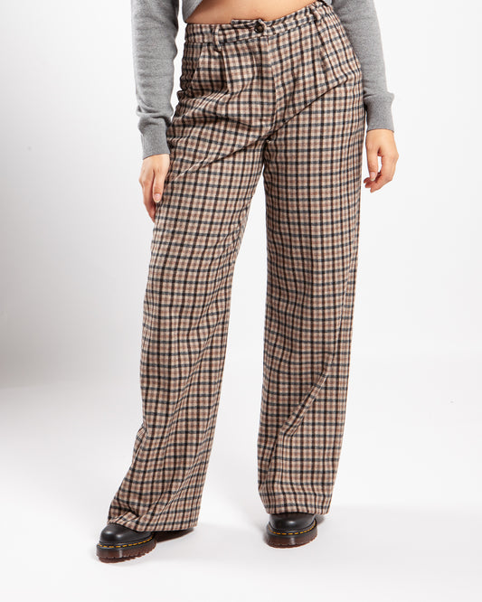 Daniëlle Cathari x Woolrich Wool Check Trousers Brown Check