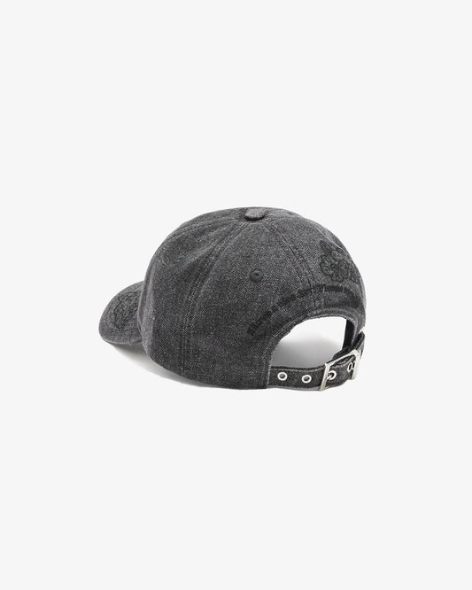 Ganni Washed Embroidery Denim Cap Black
