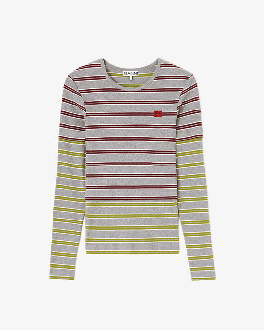 Ganni Long-sleeve Top Double Stripe Port Royale