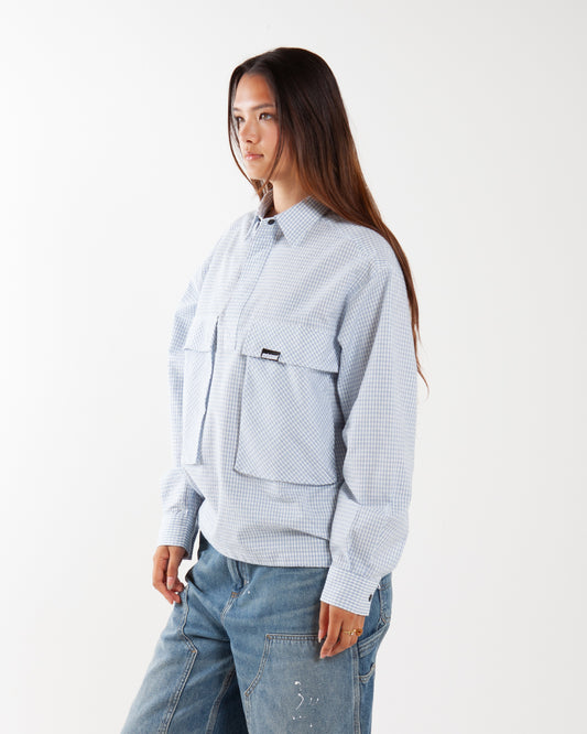 Metalwood Studio Plaid Tactical Overshirt White/Blue