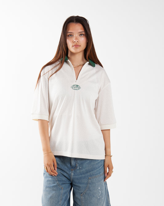 Metalwood Studio Quarter Zip Jersey Polo Natural