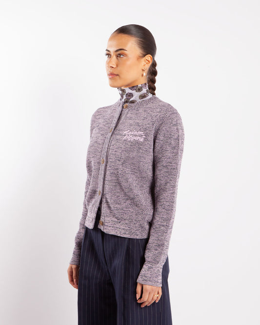 Maison Kitsuné Handwriting Comfort Cardigan Lilac Melange