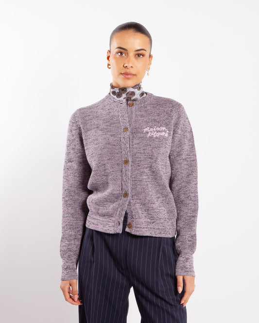 Maison Kitsuné Handwriting Comfort Cardigan Lilac Melange