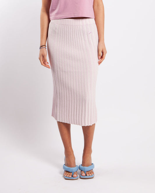 Maison Kitsuné Baby Fox Patch Ribbed Midi Skirt Lilac