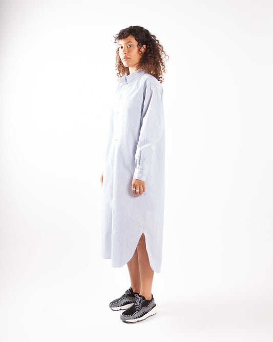 nanamica Stripe Button Down Wind Shirt Dress Navy