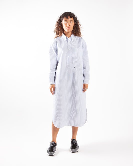 nanamica Stripe Button Down Wind Shirt Dress Navy