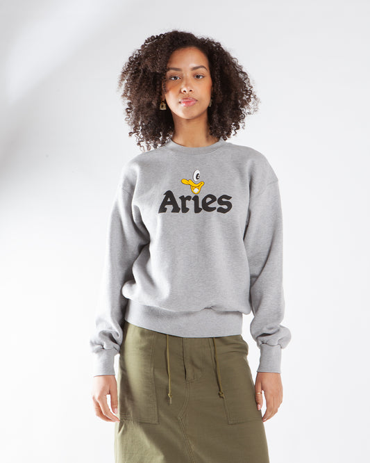 Aries Aye Duck Sweatshirt Grey Marl