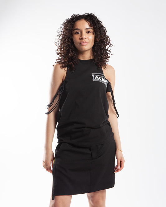 Maha - Aries Slashed Shoulder Temple Vest Black