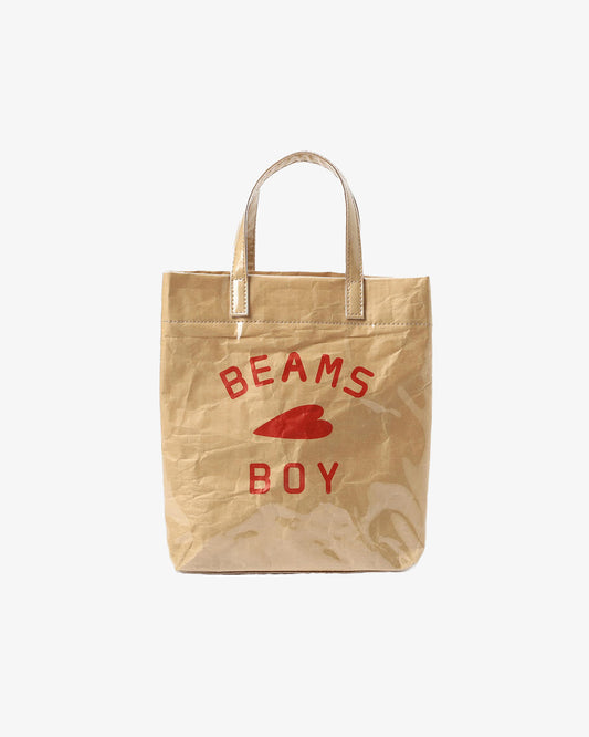 Beams Boy O. BB Logo Shop Bag Beige