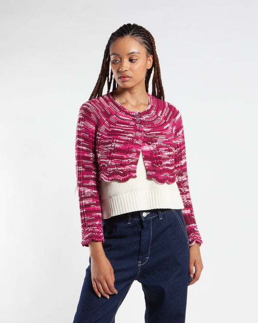 Maha - Beams Boy O. Kasuri Knit CG Pink