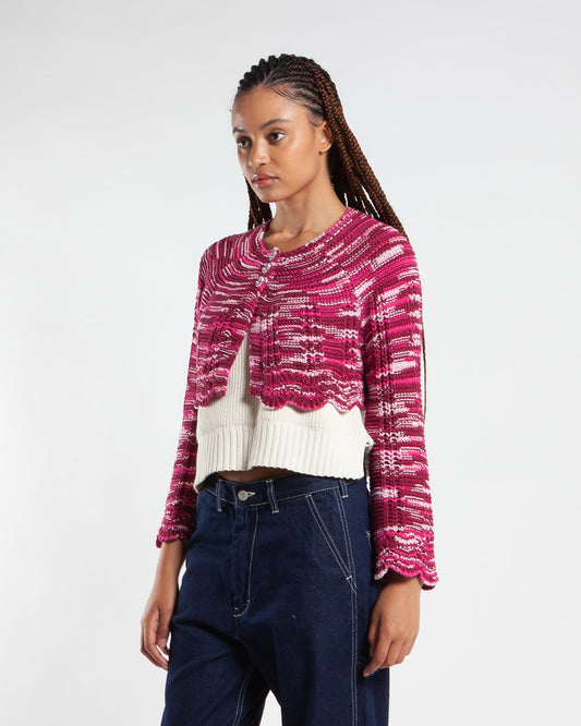 Maha - Beams Boy O. Kasuri Knit CG Pink