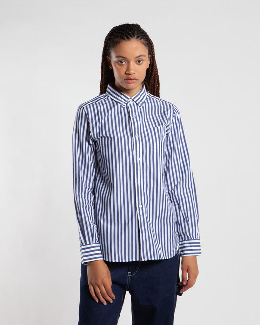 Maha - Beams Boy O.Stripe Button Down Shirt Navy