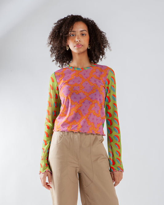 Maha - Brain Dead Dna Hypermesh Bell Sleeve Top Multi
