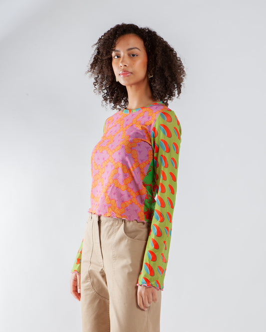 Maha - Brain Dead Dna Hypermesh Bell Sleeve Top Multi