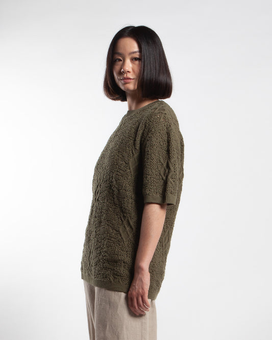 Daily Paper Shield Crochet SS T-Shirt Four Leaf Green