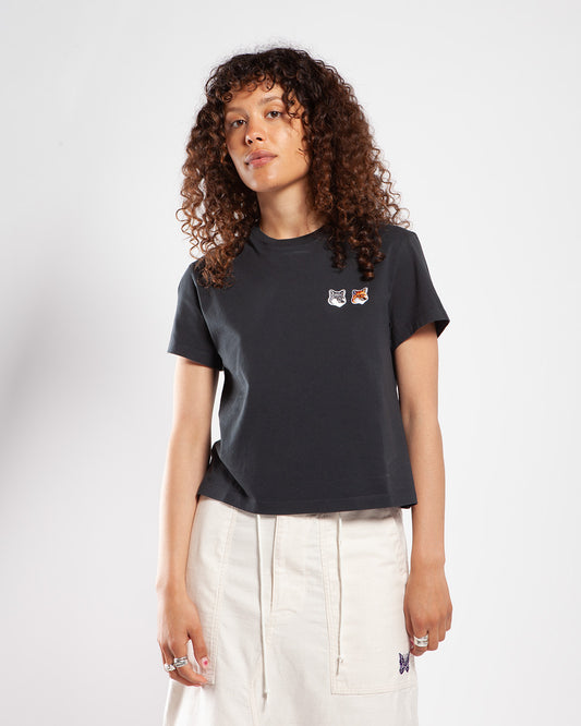 Maha - Kitsuné Double Fox Head Patch Cropped T-Shirt Anthracite