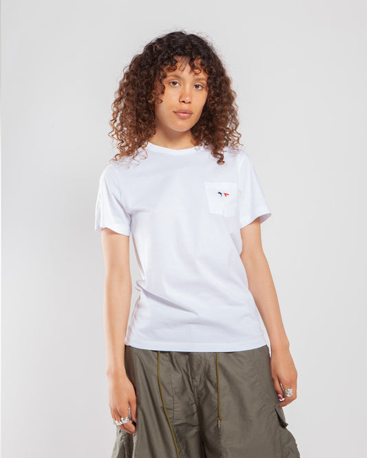 Maha - Kitsuné Tricolor Fox Patch Classic Pocket T-Shirt White