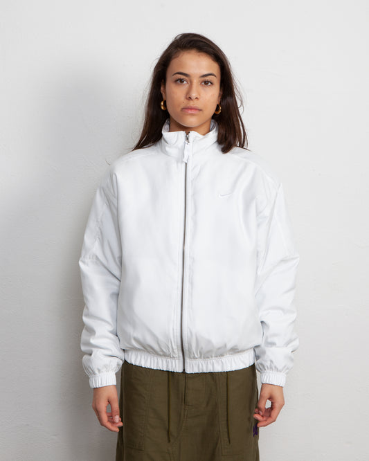Nike Solo Swoosh Satin Bomber Jacket White