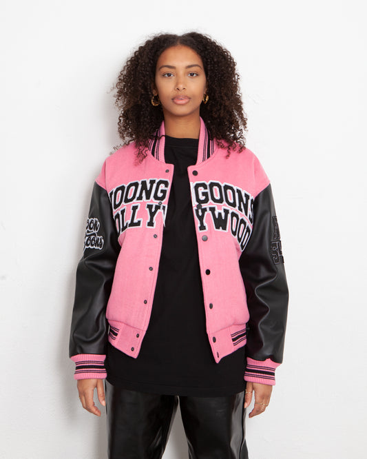 Noon Goons Hollywood High Varsity Jacket Pink/Black